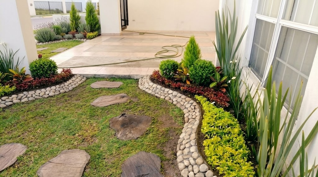 Jardín con piscina de lujo diseñado por Garden Oasis